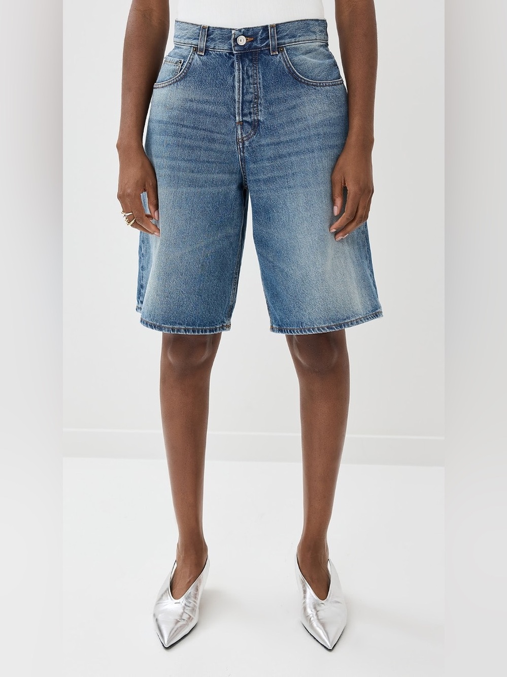 Haikure 25” Becky Piano Blue Denim Button-Fly Shorts